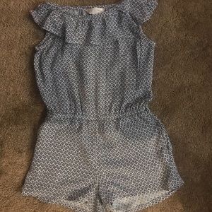 Blue and white romper